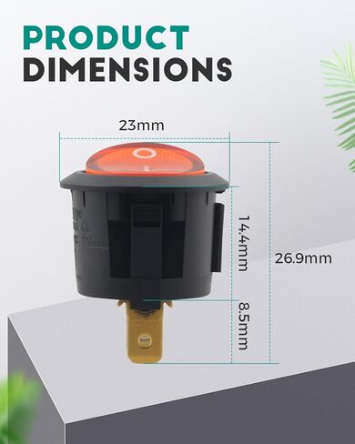 Rocker Switch TH1 T85 T125 15A 250V~ T120 125V~T80 T125, Universal Round Red Lamp Rocker Switch in Saudi Arabia