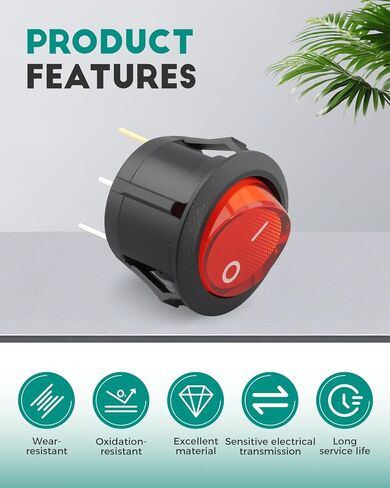 Rocker Switch TH1 T85 T125 15A 250V~ T120 125V~T80 T125, Universal Round Red Lamp Rocker Switch in Saudi Arabia