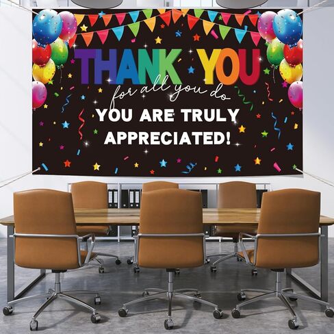 6 × 3.6 ft Employee Appreciation Banner Thank You Banner Staff Appreciation Decoration Backdrop Staff Decor Team Appreciation Week Background Party Supplies in Kuwait