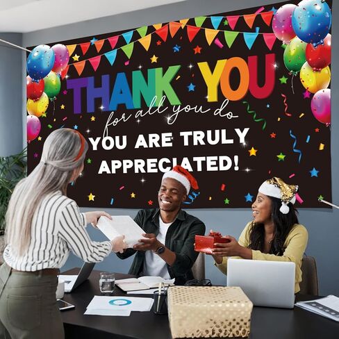 6 × 3.6 ft Employee Appreciation Banner Thank You Banner Staff Appreciation Decoration Backdrop Staff Decor Team Appreciation Week Background Party Supplies in Kuwait