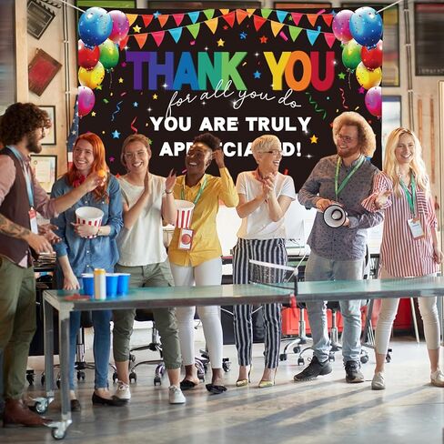 6 × 3.6 ft Employee Appreciation Banner Thank You Banner Staff Appreciation Decoration Backdrop Staff Decor Team Appreciation Week Background Party Supplies in Kuwait