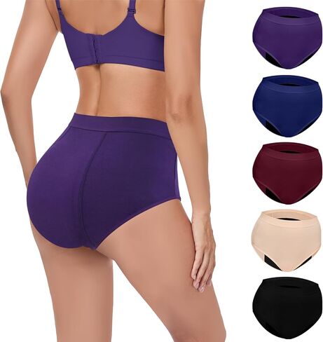 CITURALAN Incontinence Underwear for Women - 100ml Absorbency, Reusable, Leak Proof | Bladder Control Panties for Women | Postpartum & Menopause 5 Pack (5 Color, XL) in Saudi Arabia