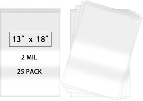 25pcs 13 X 18 Resealable 2 Gallon Zip Lock Bags Large Plastic Poly Bags for Clothes, Storage & Packaging - 2 Mil in Saudi Arabia