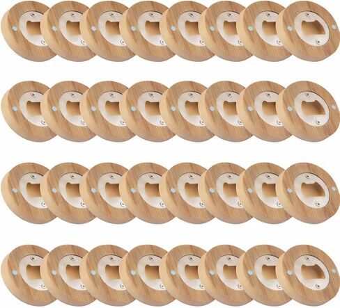 30PCS Magnetic Bottle Opener Bulk, Natural Wooden Beer Fridge Magnet Blanks with Insert for DIY Custom Personalized Wedding Favor, Wood Openers Tool for Refrigerator Kitchen Bar in Saudi Arabia
