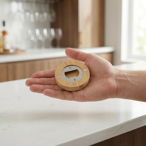 30PCS Magnetic Bottle Opener Bulk, Natural Wooden Beer Fridge Magnet Blanks with Insert for DIY Custom Personalized Wedding Favor, Wood Openers Tool for Refrigerator Kitchen Bar in Saudi Arabia
