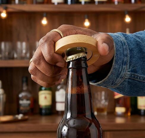 30PCS Magnetic Bottle Opener Bulk, Natural Wooden Beer Fridge Magnet Blanks with Insert for DIY Custom Personalized Wedding Favor, Wood Openers Tool for Refrigerator Kitchen Bar in Saudi Arabia