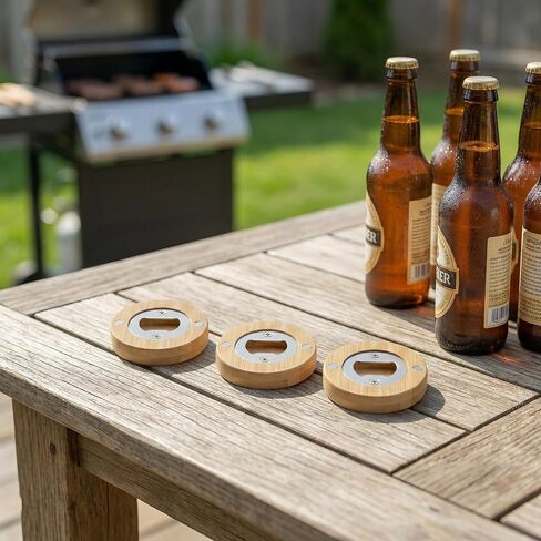 30PCS Magnetic Bottle Opener Bulk, Natural Wooden Beer Fridge Magnet Blanks with Insert for DIY Custom Personalized Wedding Favor, Wood Openers Tool for Refrigerator Kitchen Bar in Saudi Arabia