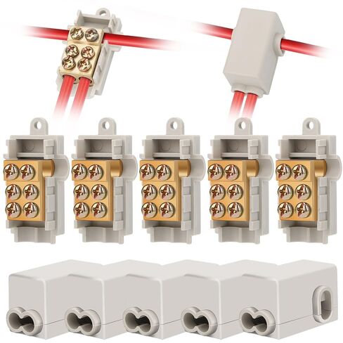 Linkstyle 10PCS 6 AWG 80A Wire Connector Nut Kit, 13-6 Gauge Screw-Fixed Type Butt Connectors Quick T Tap Electrical Connectors 1 in 2 Out Wiring Connection Terminals for Car Truck Marine RV in Saudi Arabia