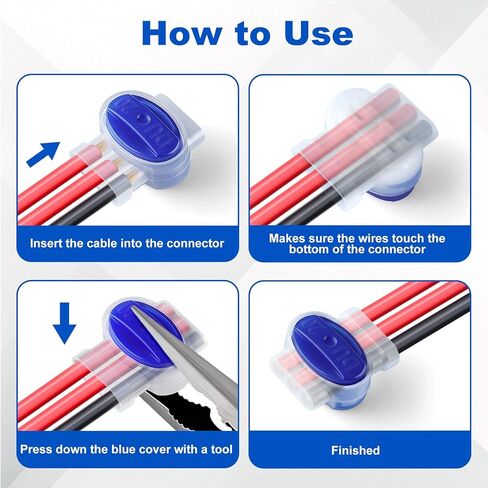 SINCODA 20PCS 3 Way Waterproof Wire Connectors for Outdoor Use with Gel Filler, 22-14 AWG Self-Stripping Electrical Pigtail Connectors 314-BOX in Kuwait