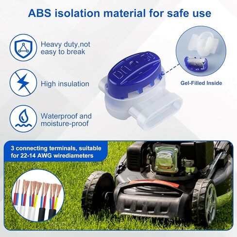 SINCODA 20PCS 3 Way Waterproof Wire Connectors for Outdoor Use with Gel Filler, 22-14 AWG Self-Stripping Electrical Pigtail Connectors 314-BOX in Kuwait