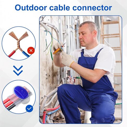 SINCODA 20PCS 3 Way Waterproof Wire Connectors for Outdoor Use with Gel Filler, 22-14 AWG Self-Stripping Electrical Pigtail Connectors 314-BOX in Kuwait
