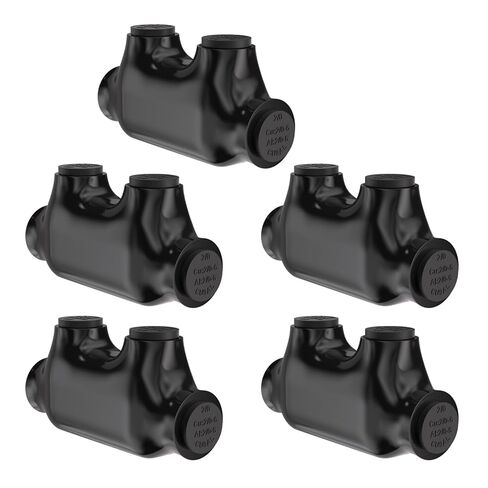 5PCS 2Port Insulated Inline Splice Connector 2/0-6 AWG, Electrical Splice Connector, Black Vinyl Coated, Dual-Rated for Copper and Aluminum Wires in Saudi Arabia