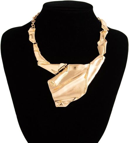 Women's punk irregular metal necklace, Statement shaped necklace, earrings & ring sets for women, punk jewelry gifts in Saudi Arabia