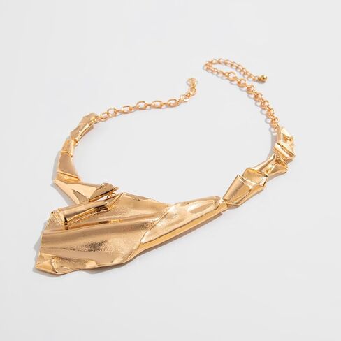 Women's punk irregular metal necklace, Statement shaped necklace, earrings & ring sets for women, punk jewelry gifts in Saudi Arabia