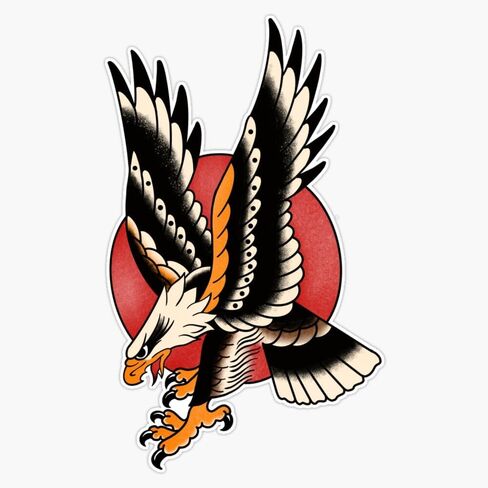 Eagle - Neo Traditional Tattoo Bumper Sticker Vinyl Decal 5" in Saudi Arabia