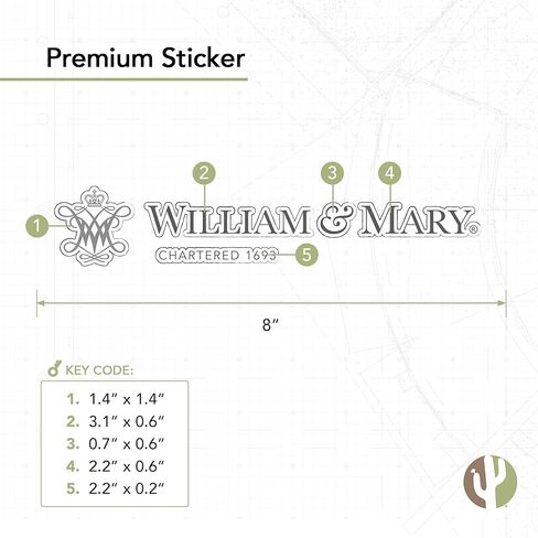 Desert Cactus College of William & Mary Sticker W&M Tribe Name Logo Vinyl Decal Laptop Water Bottle Car Scrapbook (8 Inch Sticker) in Saudi Arabia