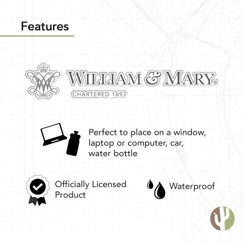 Desert Cactus College of William & Mary Sticker W&M Tribe Name Logo Vinyl Decal Laptop Water Bottle Car Scrapbook (8 Inch Sticker) in Saudi Arabia