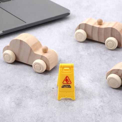 12 Pcs Mini Wet Floor Sign, Yellow Warning Sign Double Sided Safety Warning Mini Traffic Signs Plastic Street Caution Wet Floor Safety Education Toy for Desk in Saudi Arabia