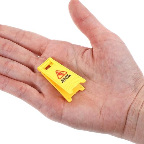 12 Pcs Mini Wet Floor Sign, Yellow Warning Sign Double Sided Safety Warning Mini Traffic Signs Plastic Street Caution Wet Floor Safety Education Toy for Desk in Saudi Arabia