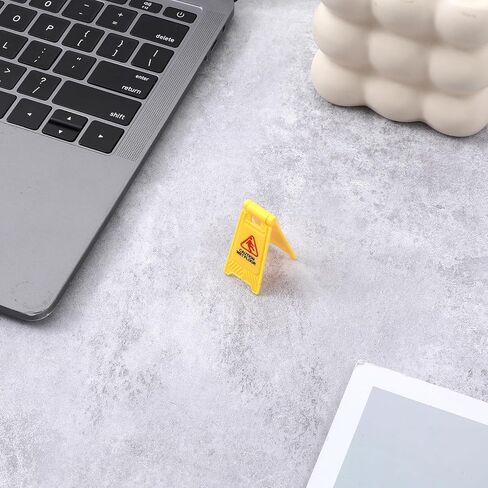 12 Pcs Mini Wet Floor Sign, Yellow Warning Sign Double Sided Safety Warning Mini Traffic Signs Plastic Street Caution Wet Floor Safety Education Toy for Desk in Saudi Arabia
