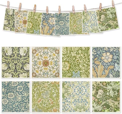 8 Packs Vintage Floral Swedish Dishcloths Blue Green Flower Kitchen Dish Towel Reusable Washable Cotton Kitchen Towels for Home Party Cleaning Housewarming, 7 x 8 Inch in Saudi Arabia