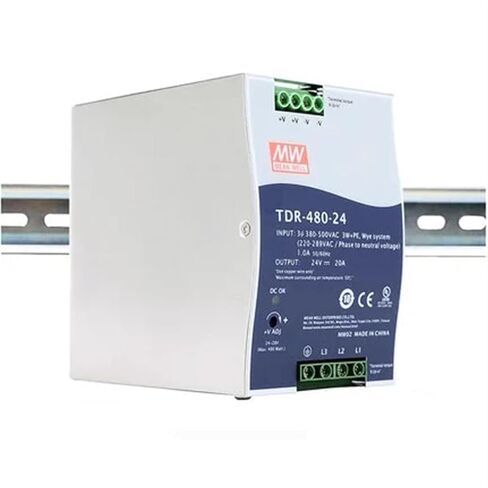 TDR-480-24 480W سكة DIN صناعية ثلاثية الطور مع وظيفة PFC TDR-480 24V 20A in Saudi Arabia