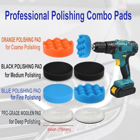 137Pcs 3 Inch Sanding Disc Polishing Kit, Headlight Restoration Kit, 60-10000 Grit Wet Dry Hook & Loop Sandpapers, Wool Sponge Polishing Pads for Drill Rotary Tools Car Wood Metal Resin Glass in Saudi Arabia