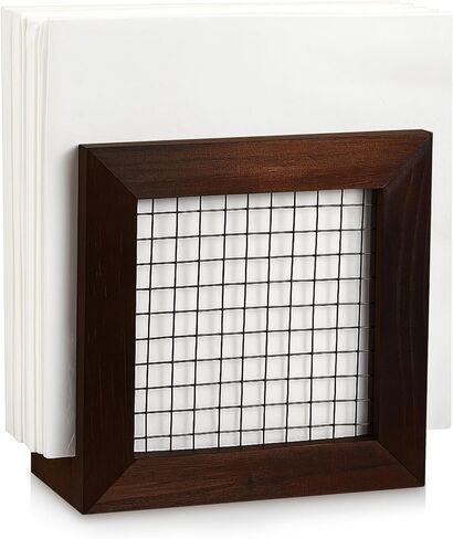 Kathfly Farmhouse Wooden Napkin Holder for Tables, Rustic Napkin Holder Dispenser for Kitchen Dining Country Decor for Counter, 5.5 x 3 x 5.5 in Saudi Arabia