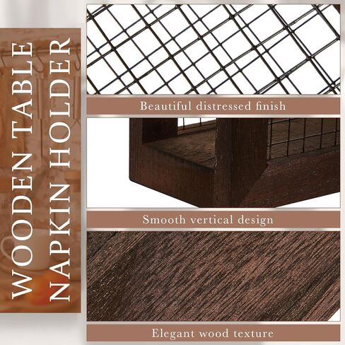 Kathfly Farmhouse Wooden Napkin Holder for Tables, Rustic Napkin Holder Dispenser for Kitchen Dining Country Decor for Counter, 5.5 x 3 x 5.5 in Saudi Arabia