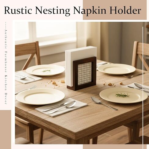 Kathfly Farmhouse Wooden Napkin Holder for Tables, Rustic Napkin Holder Dispenser for Kitchen Dining Country Decor for Counter, 5.5 x 3 x 5.5 in Saudi Arabia