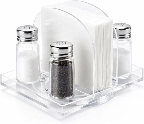 حامل مناديل دوار للطاولة، أكريليك يحمل المناديل وهزازات الملح والفلفل | موزع مناديل للطاولة والحمام الحديث والمطبخ وديكور طاولة الطعام in Kuwait