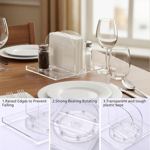 حامل مناديل دوار للطاولة، أكريليك يحمل المناديل وهزازات الملح والفلفل | موزع مناديل للطاولة والحمام الحديث والمطبخ وديكور طاولة الطعام in Kuwait