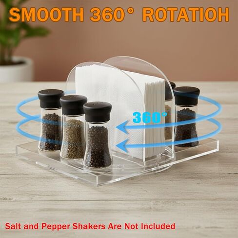 حامل مناديل دوار للطاولة، أكريليك يحمل المناديل وهزازات الملح والفلفل | موزع مناديل للطاولة والحمام الحديث والمطبخ وديكور طاولة الطعام in Kuwait