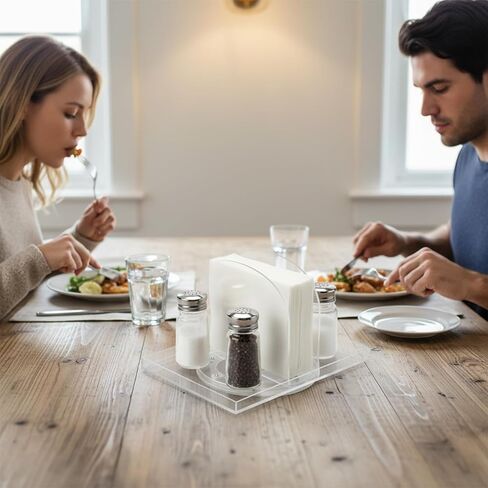 حامل مناديل دوار للطاولة، أكريليك يحمل المناديل وهزازات الملح والفلفل | موزع مناديل للطاولة والحمام الحديث والمطبخ وديكور طاولة الطعام in Kuwait