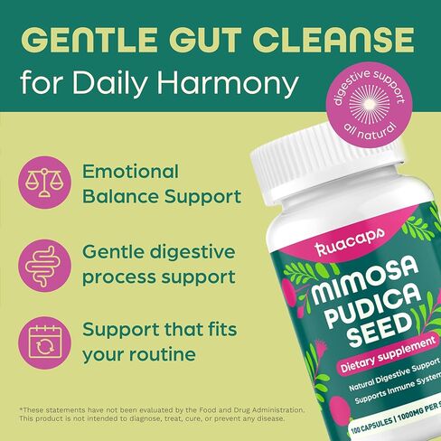 Mimosa Pudica Seed Capsules 1000mg – Natural Digestive Support – Gluten-Free, Non-GMO – 100 Caps – Plant-Based Supplement in Saudi Arabia