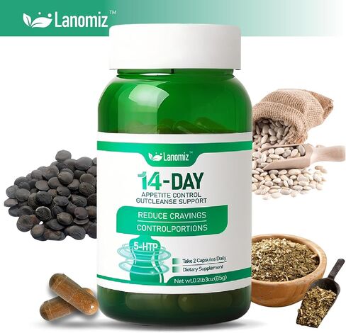 14DAY Appetite & Craving Control Gut Health Complex Featuring Delayed-Release Probiotics & White Kidney Bean Extract 5-HTP(5-hydroxytryptophan) 60 Vegetarian Capsules in Saudi Arabia