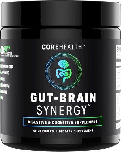 Gut-Brain Synergy Probiotic & Nootropic – 30Billion CFU Psychobiotic + Prebiotic with Ashwagandha, L-Theanine & Zinc for Gut Health, Mood Support, Stress Relief, Bloating Relief & Brain Focus & Memory in Saudi Arabia