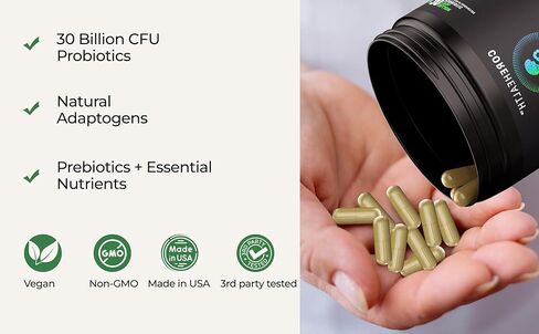 Gut-Brain Synergy Probiotic & Nootropic – 30Billion CFU Psychobiotic + Prebiotic with Ashwagandha, L-Theanine & Zinc for Gut Health, Mood Support, Stress Relief, Bloating Relief & Brain Focus & Memory in Saudi Arabia