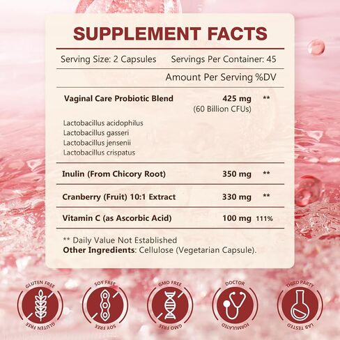 NATURE TARGET Vaginal Probiotics for Women, pH Balance for Women with Probiotic, Prebiotics, Cranberry & Vitamin C, Support Odor Control, Flora Balance, Urinary & Digestive Health, 90 Vegan Capsules in Saudi Arabia