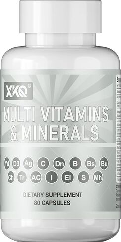 XKQ Multivitamins & Minerals 80 Capsules – Daily Vitamin C, D3, B Vitamins & Zinc for Energy, Immune & Metabolic Support – Complete Adult Multivitamin Supplement in Saudi Arabia