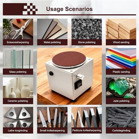 ماكينة سنفرة قرصية صغيرة ومطحنة مقاعد مقاس 4 بوصات/6 بوصات، تحكم في السرعة للأمام/الخلف وبدون خطوات للخشب والمعادن والحجر ومقص الصنفرة (4 بوصات) in Kuwait