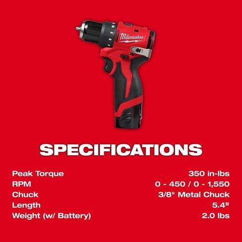 ميلووكي اليكتريك - M12 SUBCOMPACT BRUSHLESS 3/8 بوصة طقم الحفر/السائق in Saudi Arabia