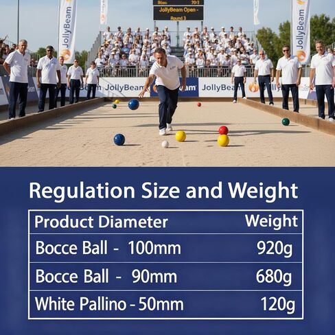 Bocce Ball Set 90mm (Regulation Size & Weight), 8 Resin Bochi Balls, Includes Pallino, Carrying Bag & Measuring Rope, Outdoor Sports Game for Family Backyard, Lawn, Cour t& Beach (2-8 Players) in Saudi Arabia