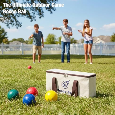 Bocce Ball Set 90mm (Regulation Size & Weight), 8 Resin Bochi Balls, Includes Pallino, Carrying Bag & Measuring Rope, Outdoor Sports Game for Family Backyard, Lawn, Cour t& Beach (2-8 Players) in Saudi Arabia