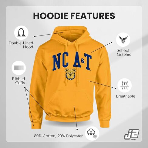 North Carolina A&T Hoodie Unisex Hooded Sweatshirt, Officially Licensed NCAA Apparel in Saudi Arabia