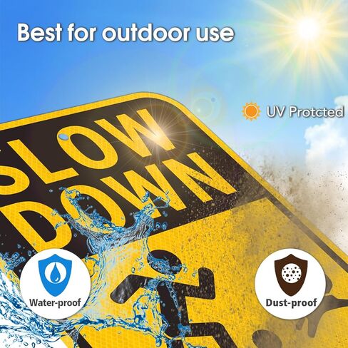 GicnKeuz Slow Down Kids and Pets at Play Sign, 18 x 12 Inches Slow Children at Play Sign for Streets & Neighborhoods, Engineer-Grade Reflective Aluminum, Rustproof & Fade-Resistant, Outdoor Use. (2 Pack) in Saudi Arabia