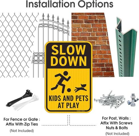 GicnKeuz Slow Down Kids and Pets at Play Sign, 18 x 12 Inches Slow Children at Play Sign for Streets & Neighborhoods, Engineer-Grade Reflective Aluminum, Rustproof & Fade-Resistant, Outdoor Use. (2 Pack) in Saudi Arabia