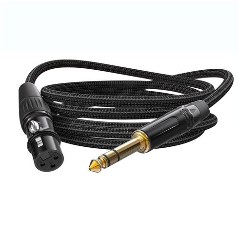 XLR أنثى إلى 1/4، TRS (6.35 مم) إلى XLR كابل مضفر من النايلون بطول 3 أقدام موصلات مطلية بالذهب لمكبرات الصوت، والخلاطات، ومكبرات الصوت النشطة - 3 أقدام، عبوة واحدة in Kuwait