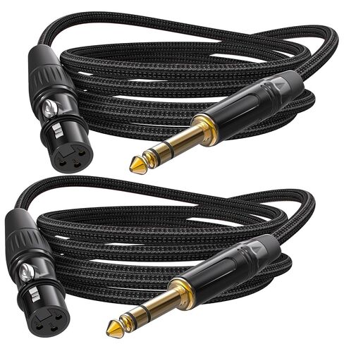 XLR أنثى إلى 1/4، TRS (6.35 مم) إلى XLR كابل مضفر من النايلون بطول 3 أقدام موصلات مطلية بالذهب لمكبرات الصوت، والخلاطات، ومكبرات الصوت النشطة - 3 أقدام، عبوة واحدة in Kuwait