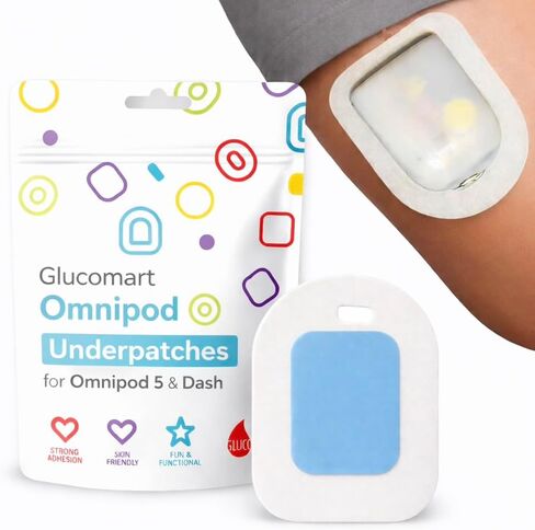 Glucomart Omnipod Underpatch - Hypoallergenic Adhesive Skin Barrier Patches for People with Omnipod Adhesive Allergies - Compatible with Omnipod 5 & Dash (10 Count) in Saudi Arabia
